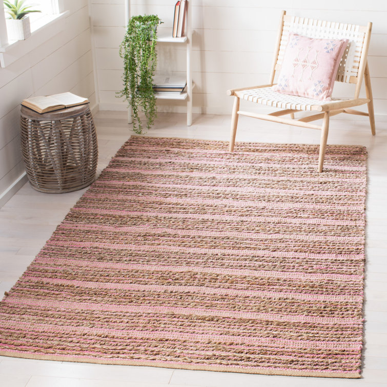 Doleman Hand Woven Jute/Cotton Solid Color Rug in Light Pink