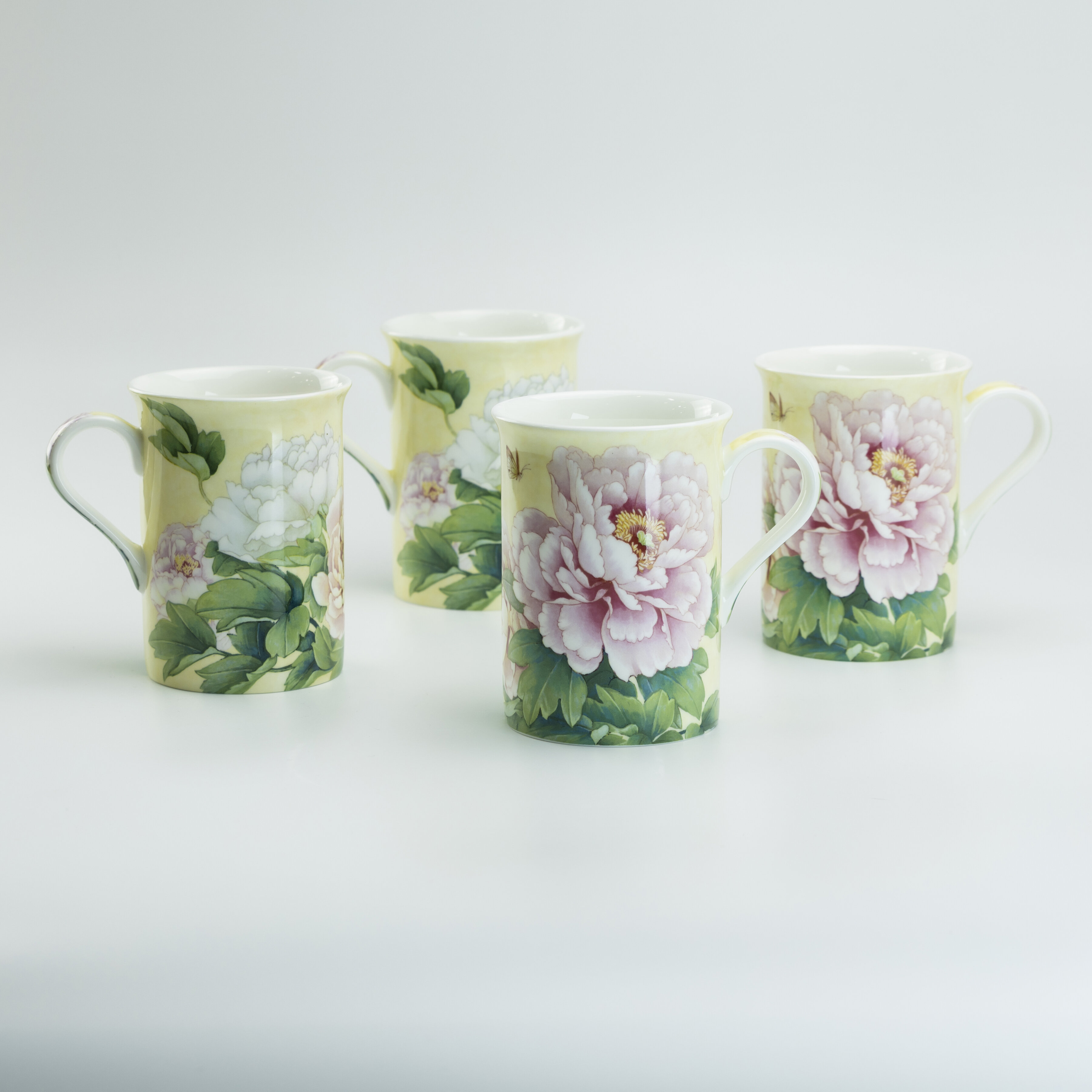 Coastline Imports Gracie Bone China Golden Peony Tea Ware Peony Bone China Mug Set Of 4 Wayfair 2604