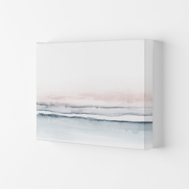 Minimal Watercolour Landscape I - Indigo & Pink - Print, 29.7cm H x 21cm W x 4cm D, Wrapped Canvas