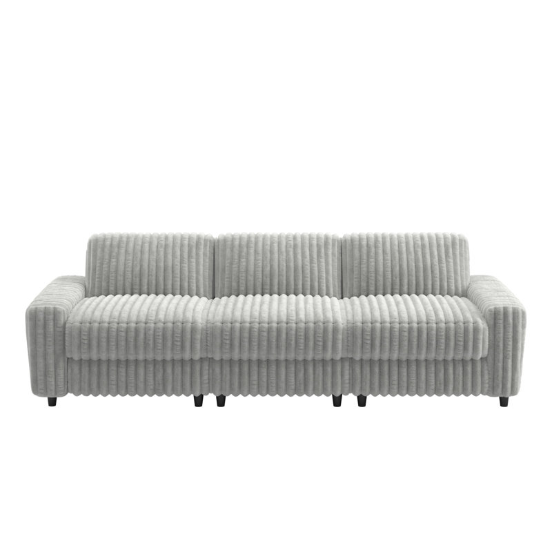 Lirien Furry Channel Fabric Down-Filled Sofa, 37.09" H x 111.5" W x 39" D, 3