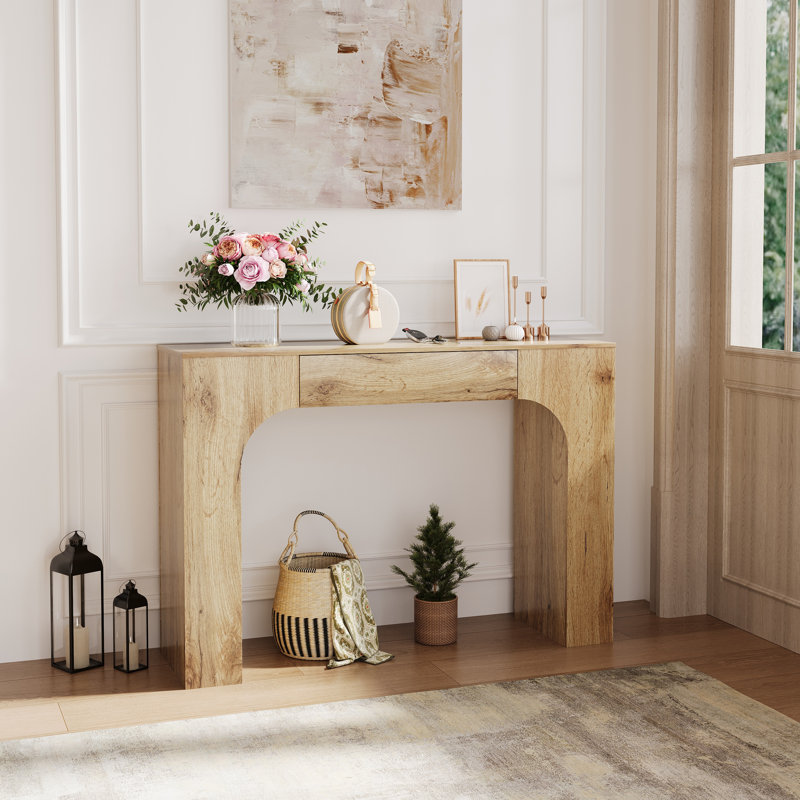 47" Entryway Console Table, Wooden Behind Couch Table, Rectangular Narrow Long Sofa Table with Drawer for Living Room Hallway Entrance