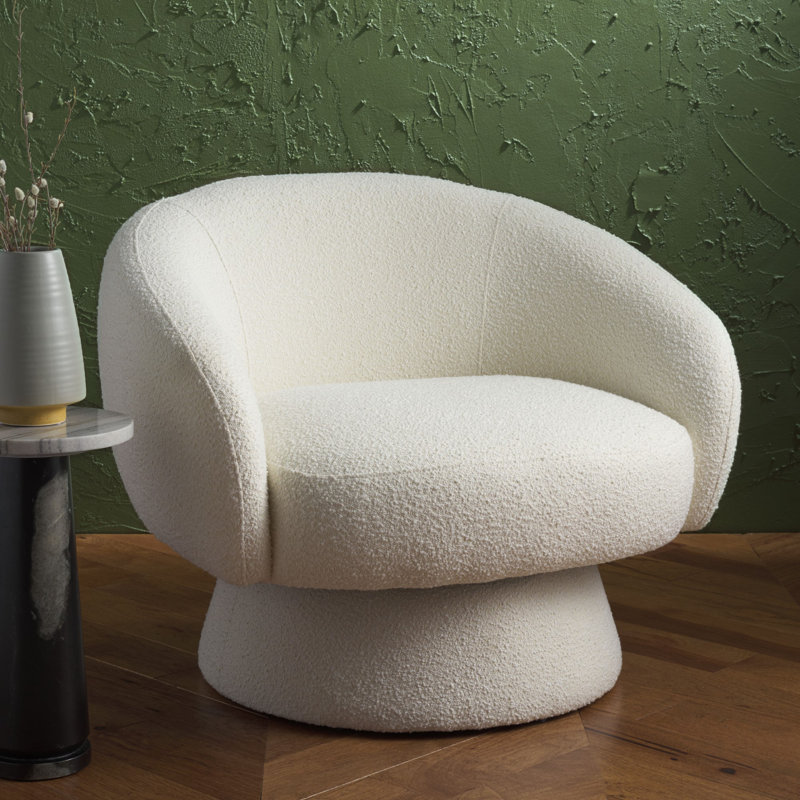 Fauteuil demi-tonneau pivotant Boucle, Ivoire ivoire