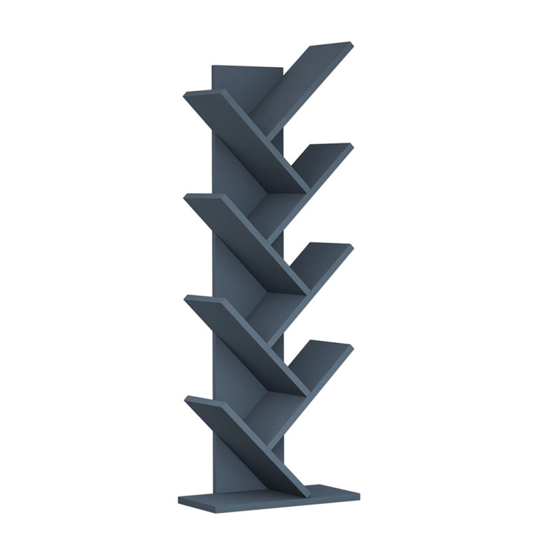 Alassane Geometric Bookcase, Dark Blue
