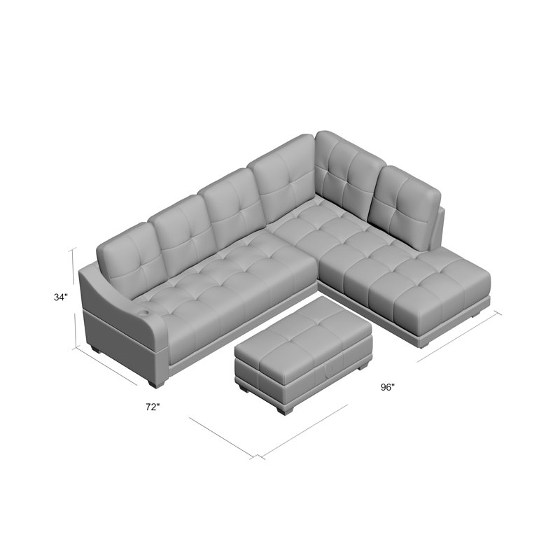 Sweetgrove Faux Leather L-Shaped Sectional, Right Hand Facing, Faux Leather Red