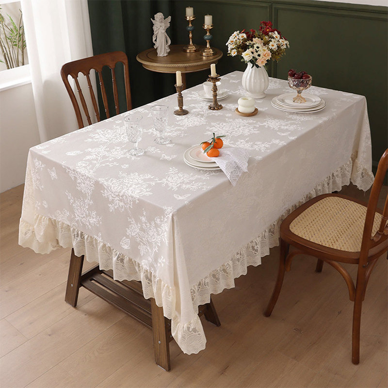 Nappe lourde à volants en dentelle rétro, 102" L