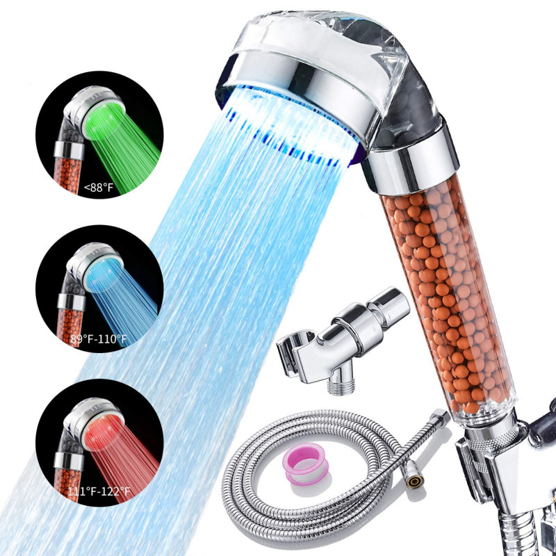 Rain Handheld Shower Head 1.8 GPM GPM with Temperature-based LED