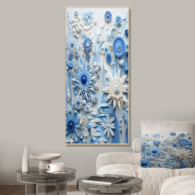 «Blue and White Botanical Tiles IV» - art mural botanique