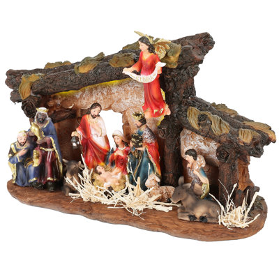 Ensemble de crèche de Noël 10,75 po Figurines de Noël avec lumière DEL