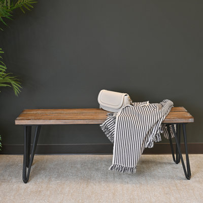Wood Dining Bench, Rustic Dark Pine Finish