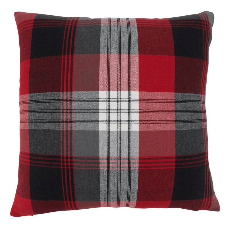Classic Plaid Red, White, and Black 20" Square Throw Pillow