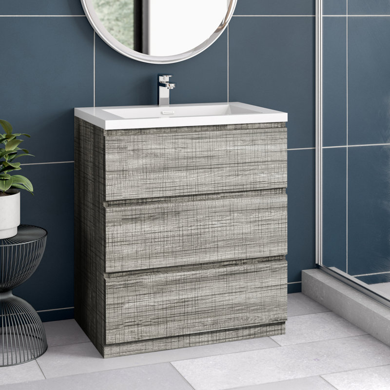 Ensemble de meuble-lavabo simple 29 po Ninel, Gris cendre très lustré