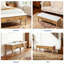 Banc de rangement minimaliste en grain de bois, repose-pieds en bois massif avec 2 tiroirs lisses et coussin en sherpa