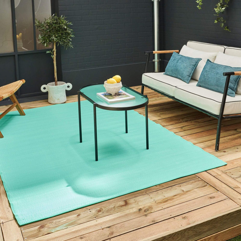 Urban Collection Outdoor Rug Plain Design in Turquoise, Rectangle 150 x 220cm
