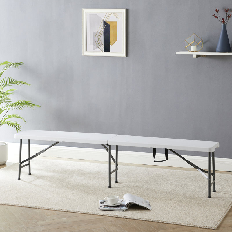Banc de soccer pliable en résine Armar, banc de jardin, table pliante étroite 6 places, banc pliable de 1,4 pi