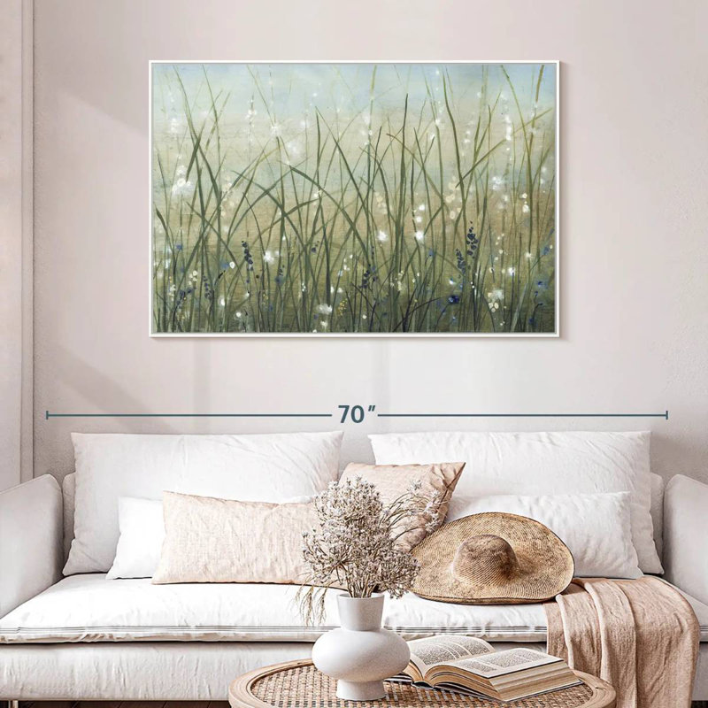 Meadow Bliss II, 46 po x 31 po, Cadre flottant blanc
