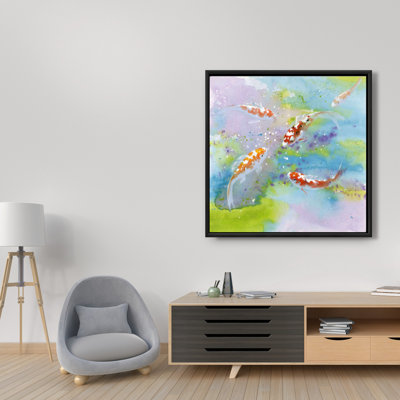 "Quatre poissons koi nageant" sur toile