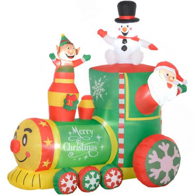 Chirsmas Inflatable Train With Santa Claus, Snowman, Blow-Up Outdoor Display