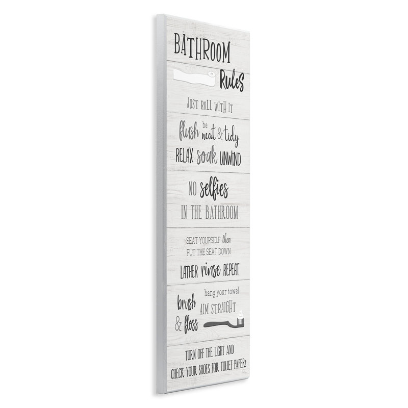 Bathroom Rules Sign Toilet Paper Fun Phrases Giclee Texturized Art By Natalie Carpentieri