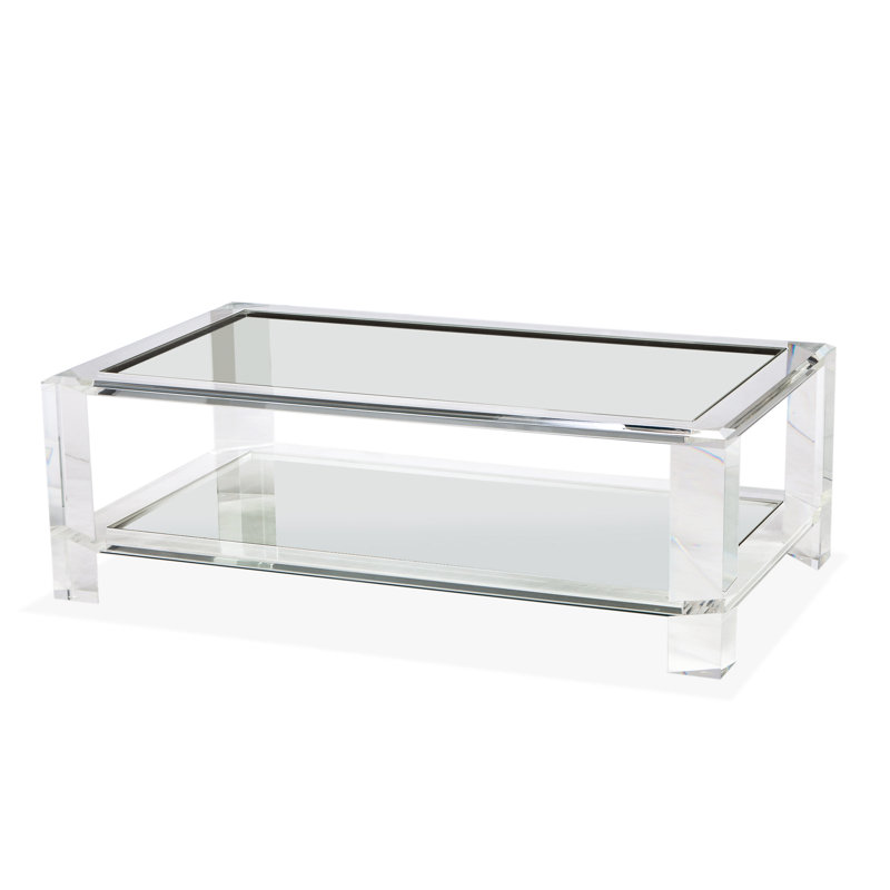Surrey 52'' Clear Acrylic Rectangular Coffee Table with Storage