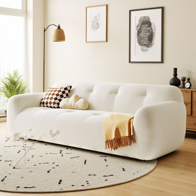 Canapé haut de gamme en chenille 85,8 po à 3 places - expérience de confort ultime sans assemblage requis, Beige