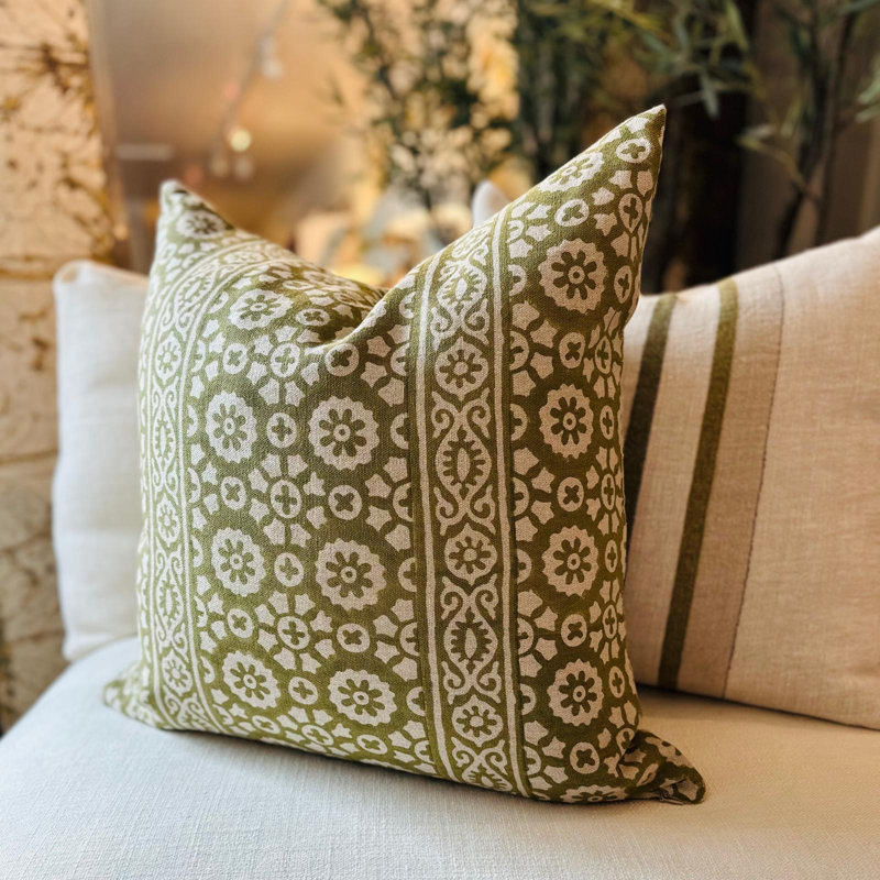 Patrika Pillow Cover - 22" x 22", Green Floral