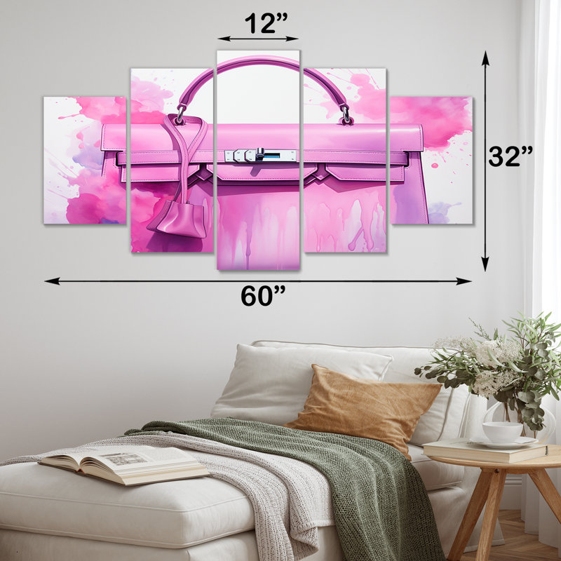 «Pink Fashion Hand Bag Elegance» - art mural multi-panneaux