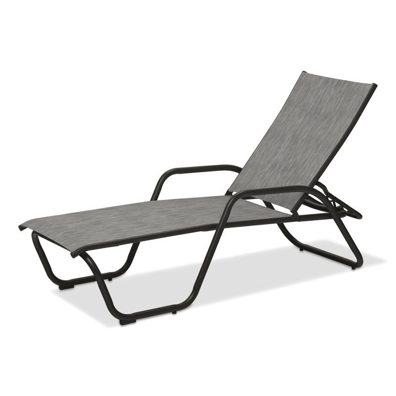 Outdoor Rust-Resistant Metal Chaise Lounge, Textured Graphite, Carter