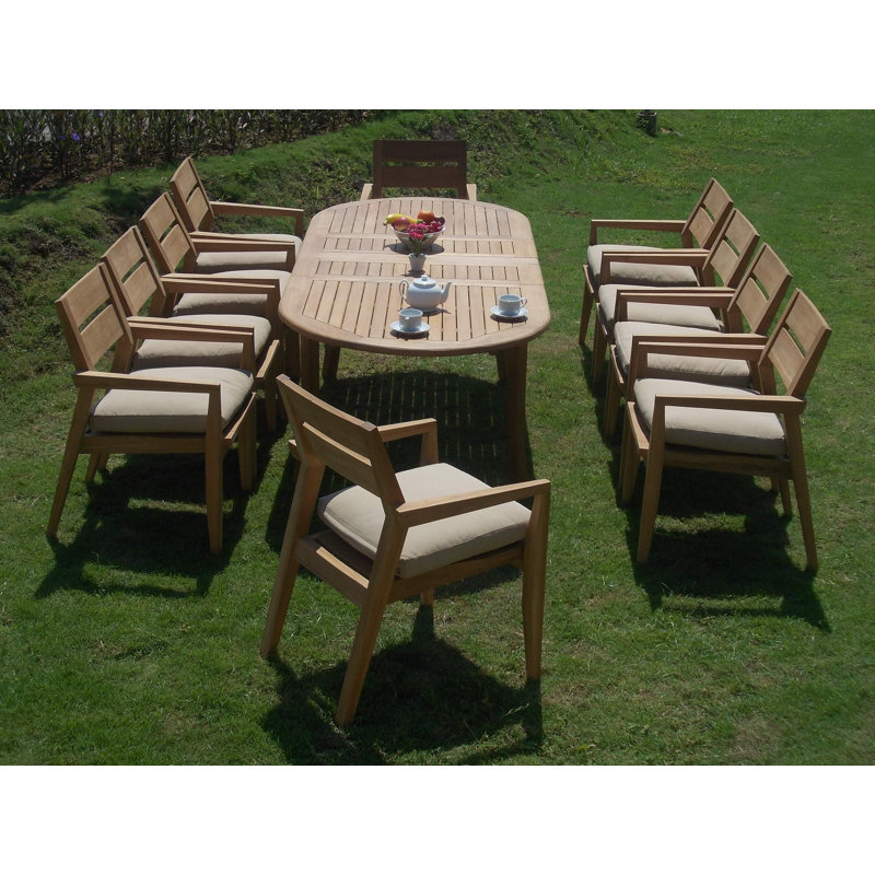 Harva Outdoor 7 - Piece Teak Dining Set, 30.5" H x 82" L x 40" W, 8