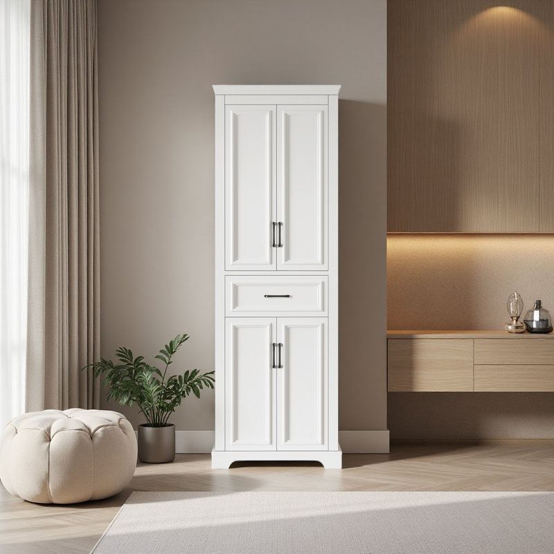 70.8" Freestanding Bathroom Vanity, Modern Elegant Design, 4 Doors & 1 Drawer, Space-Saving Storage With Adjustable Shelves, Damping Hinge Doors