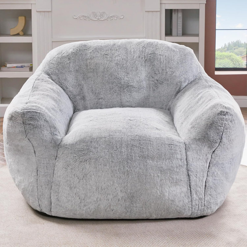 Fauteuil à billes géant, fauteuil à billes avec accoudoirs, fauteuil à billes, Tissu gris pâle