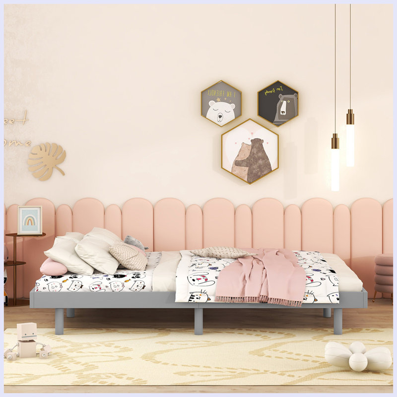 Lit plateforme Hanneli, Lit simple, Gris