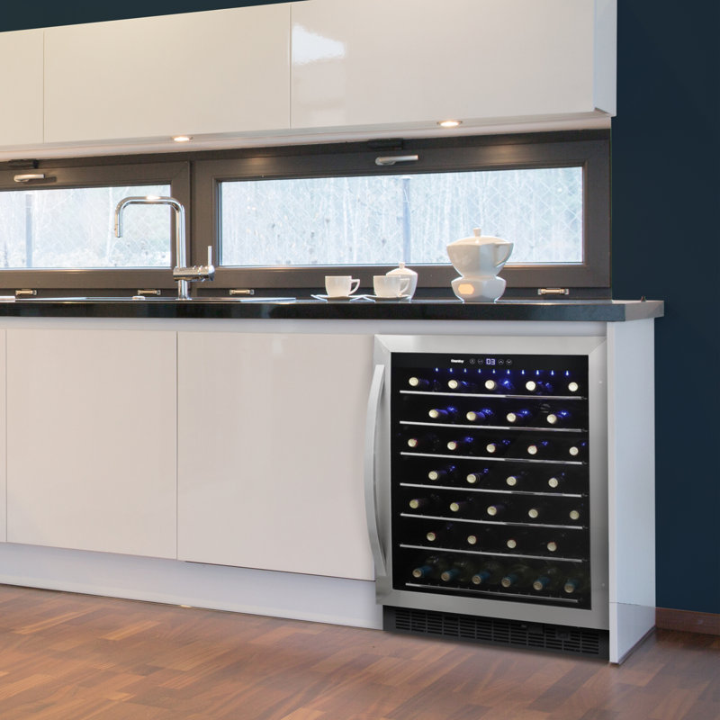 Stainless Steel Built-In 60 Bottle Wine Cooler with LED Lighting