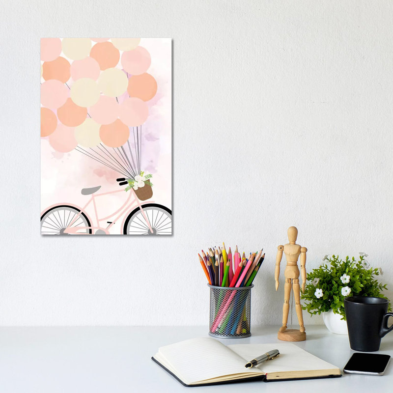 Bike Ride with Balloons 1 Piece Wrapped Canvas Wall Art, 20.32 cm H x 30.48 cm W
