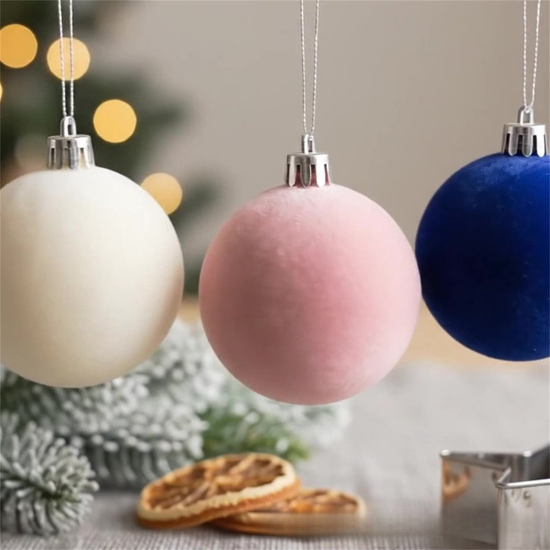 Coffret cadeau de Noël avec boules de Noël brodées 9 pièces 8cm, C