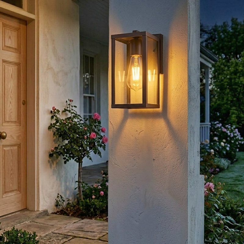 Outdoor Wall Light, Outside Lantern With Clear Glass, Weather-Resistant Porch Light For House,1-Pack,Oil Rubbed Bronze