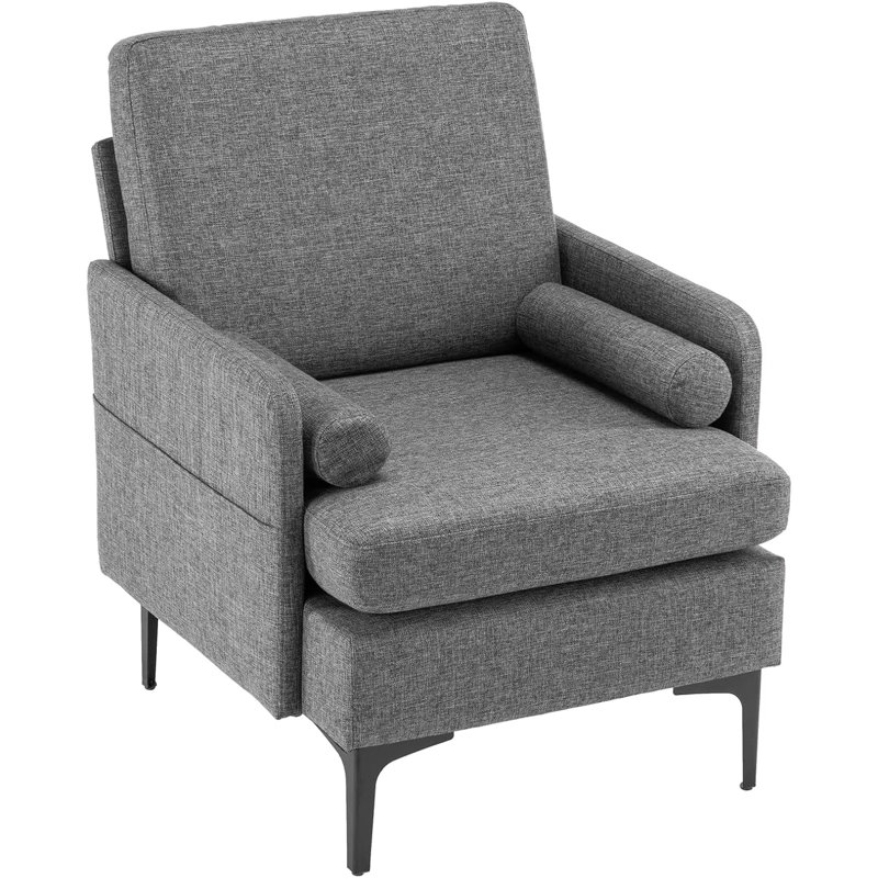 Fauteuil de 26,8 po de largeur Gladwyn, 100 % lin gris, gris