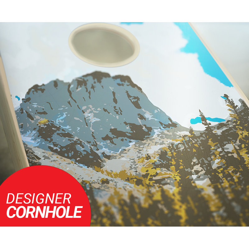 Ensemble de cornhole en bois massif 2 'x 4' avec sacs Rocky Mountains, Rouge / Bleu marine