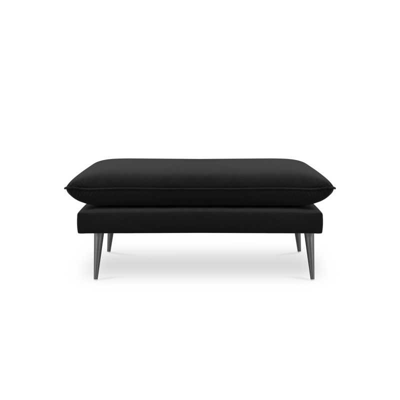 Adoraim 100cm Wide Rectangle Solid Colour Footstool Ottoman, Black, Black