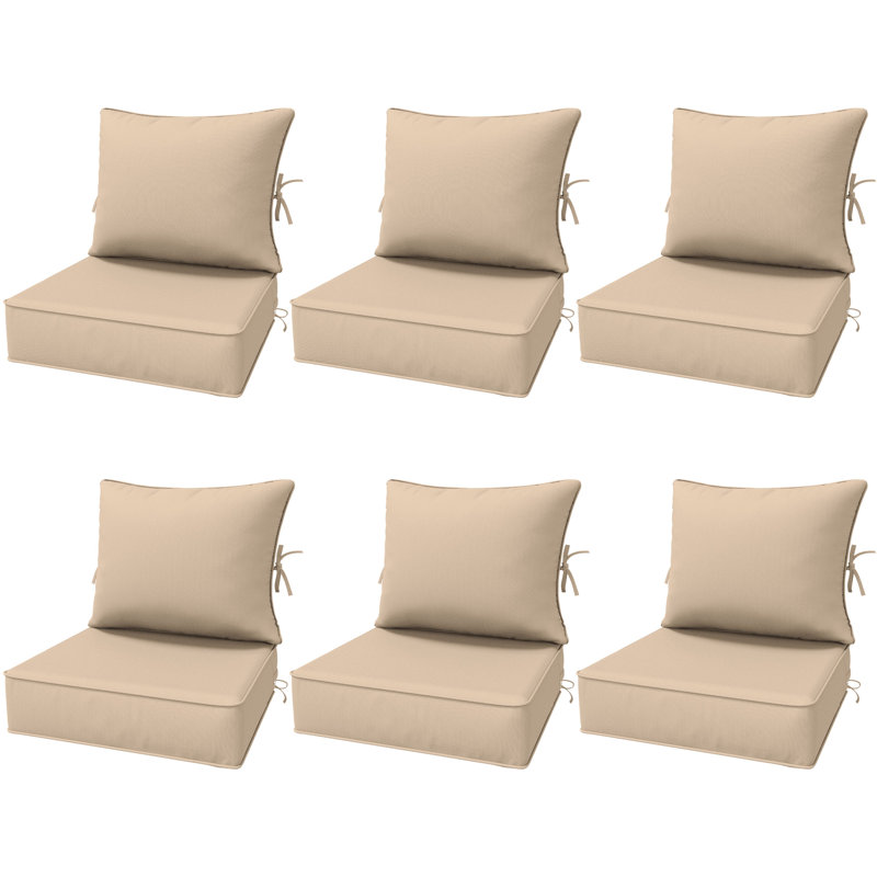 6.5″ Outdoor Replacement Cushion Set, Deep Seating Seat / Back Cushion Set, Sand