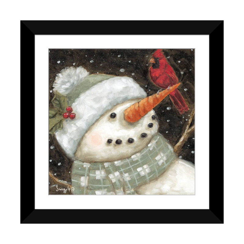 Scarlet Serenade - Wall Art Print - Framed Fine Art Paper, Black, 16" H x 16" W