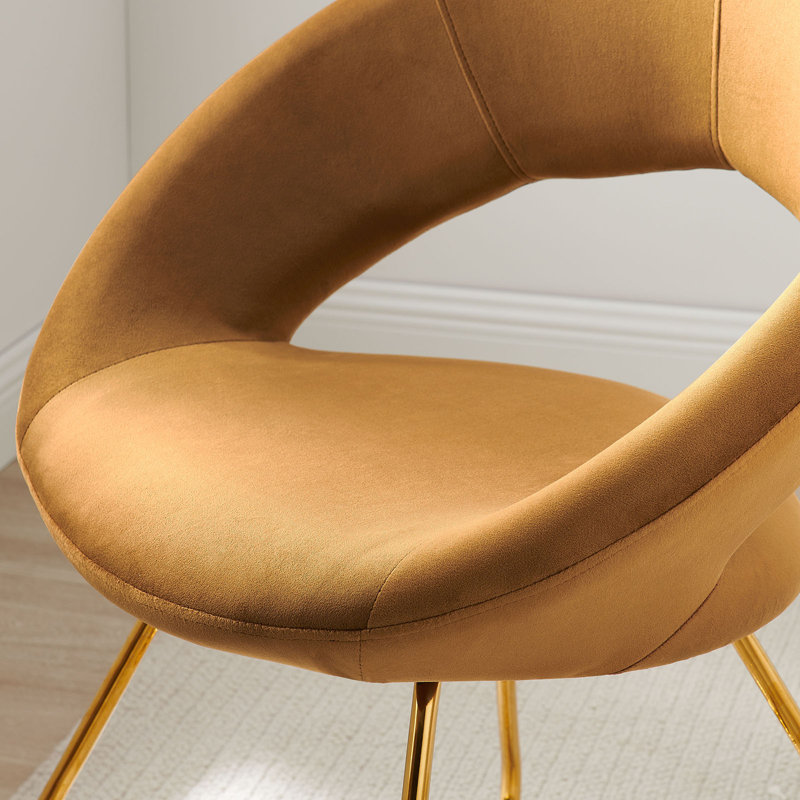 Ensemble de 2 chaises de salle à manger rembourrées Modway Nouvelle, Or, Cognac