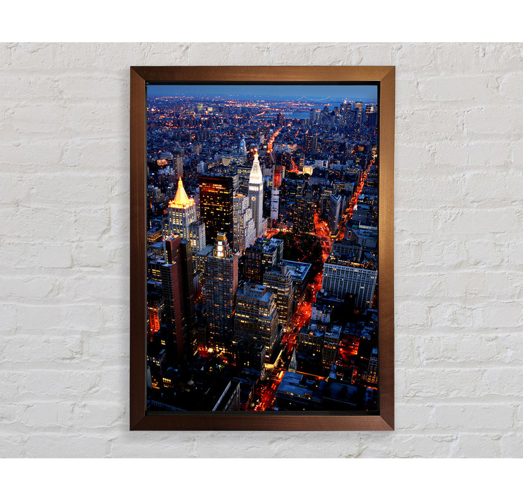 NYC Ariel View City Lights - Einzelner Bilderrahmen Kunstdrucke