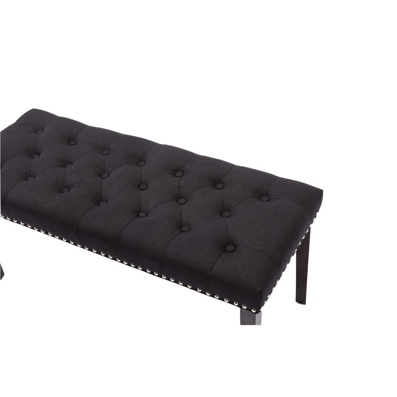Banc en tissu capitonné Cabara (gris), Noir