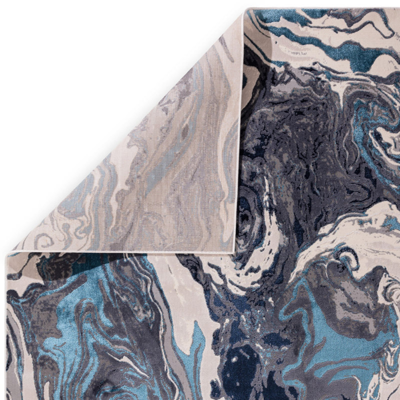 Blue Modern Abstract Optical/ (3D) Easy To Clean Rug For Dining Room Bedroom Livingroom, Rectangle 120 x 170cm