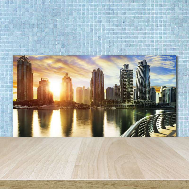 Alfredia Yellow - Dubai Sunset - No Frame Print on Glass