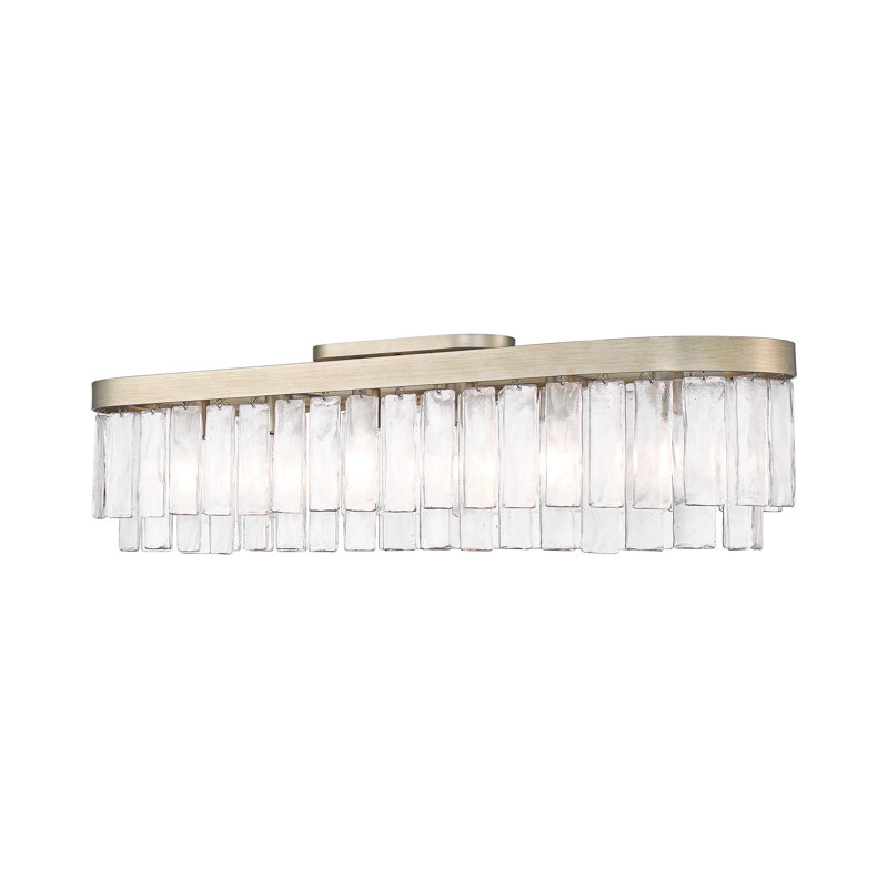 Hoisington 6-Light Flush Mount with Hammered Water Glass, White Gold