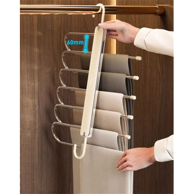 Cintre pour pantalons pliable en acier inoxydable