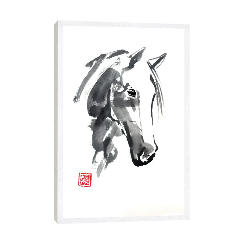 Horse Head by Péchane - Print on Canvas, White Framed, 66.04 cm H x 45.72 cm W