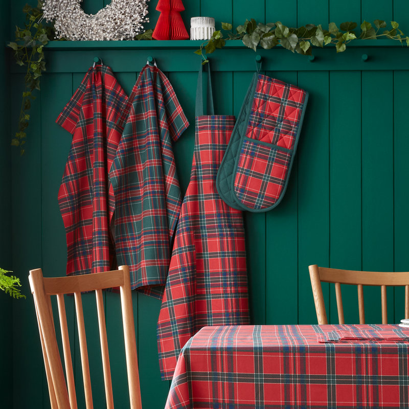 Christmas Tartan Check Cotton Kitchen Adult Apron