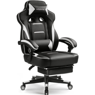 GTPLAYER Adjustable Reclining Ergonomic Faux Leather Swiveling PC & Racing Game Chair with Footrest
